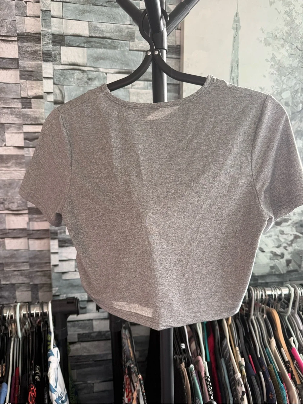 Girl’s Gray Cropped Crewneck Tee